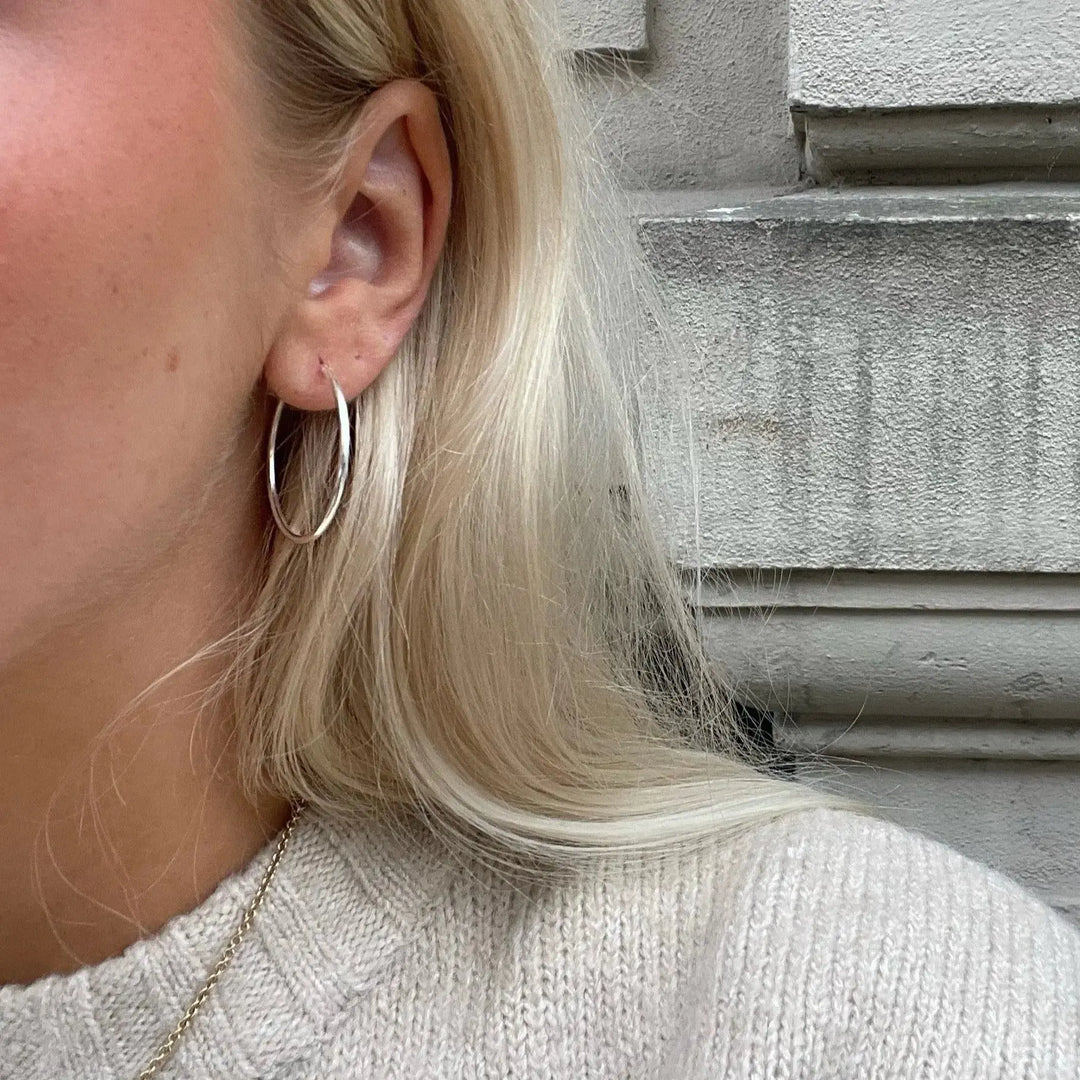 Øreringe, hoops, 30mm, sterlingsølv 
