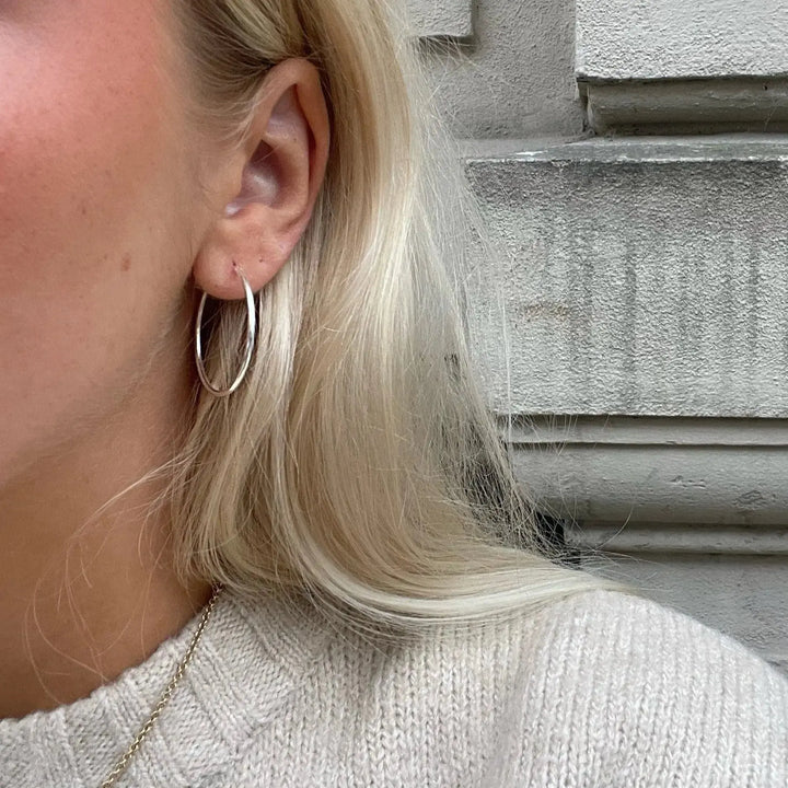 Øreringe, hoops, 30mm, sterlingsølv 