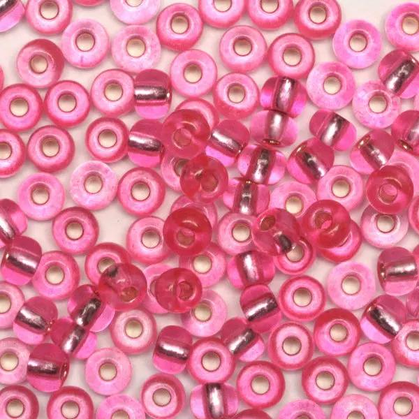 Pink glasperler, preciosa, silverlined neon pink 8/0, storkøb Preciosa