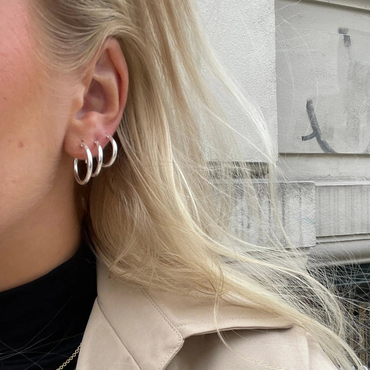 Øreringe, hoops, 20 mm, sterlingsølv og forgyldt sterlingsølv BLT