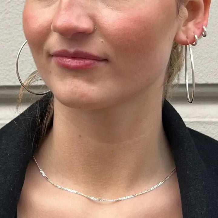 Øreringe, hoops, 60mm, sterlingsølv og forgyldt sterlingsølv BLT
