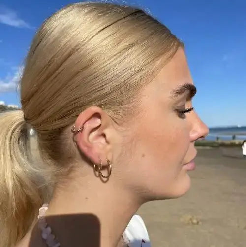 Øreringe, hoops, 14 mm, forgyldt sterlingsølv 