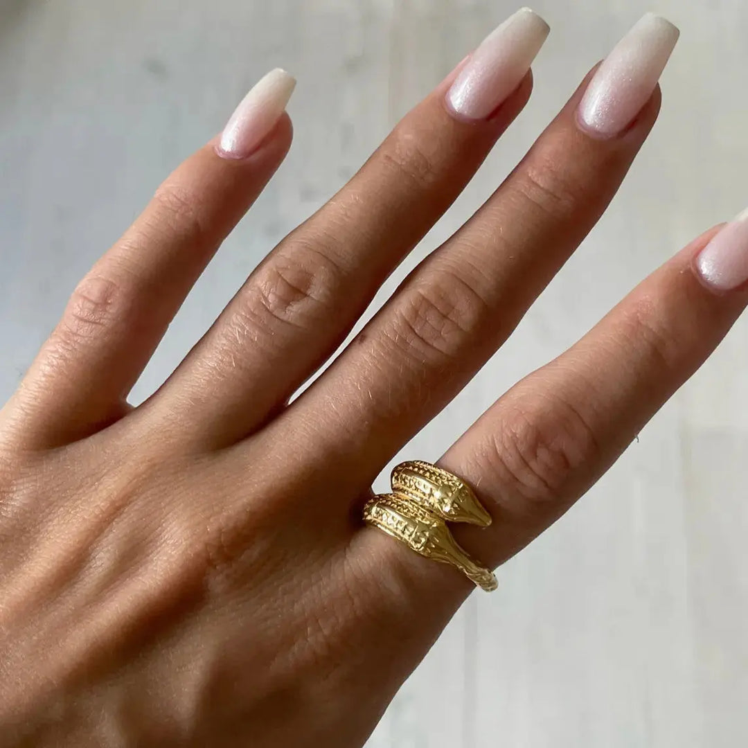 Fingerring, viking slange, forgyldt sterlingsølv 