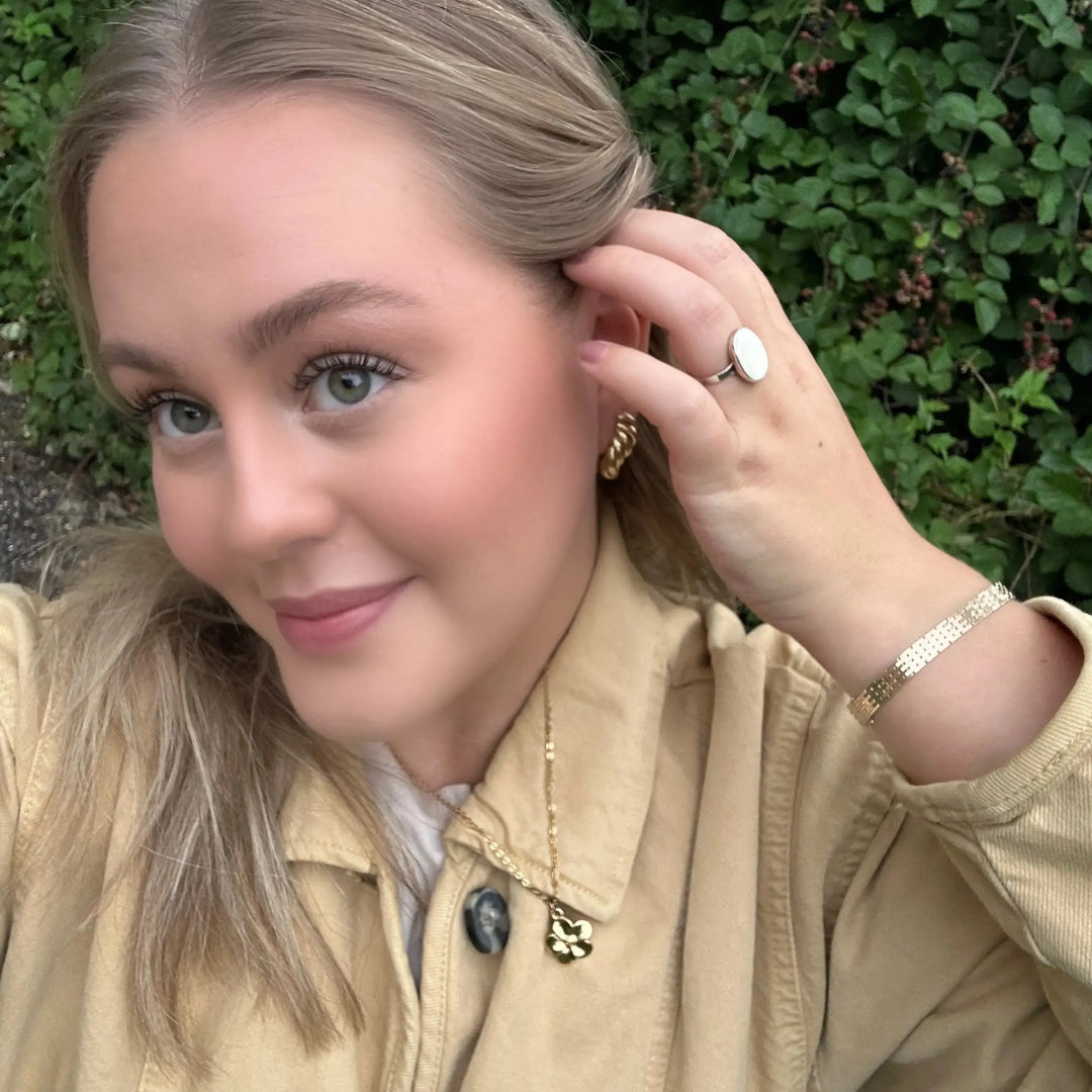 Fingerring, stor oval i ben, onyx eller turkis, sterlingsølv unisex 
