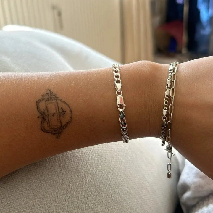 Armbånd, panser facet kæde, sterlingsølv, 16-22 cm/4,5 mm 