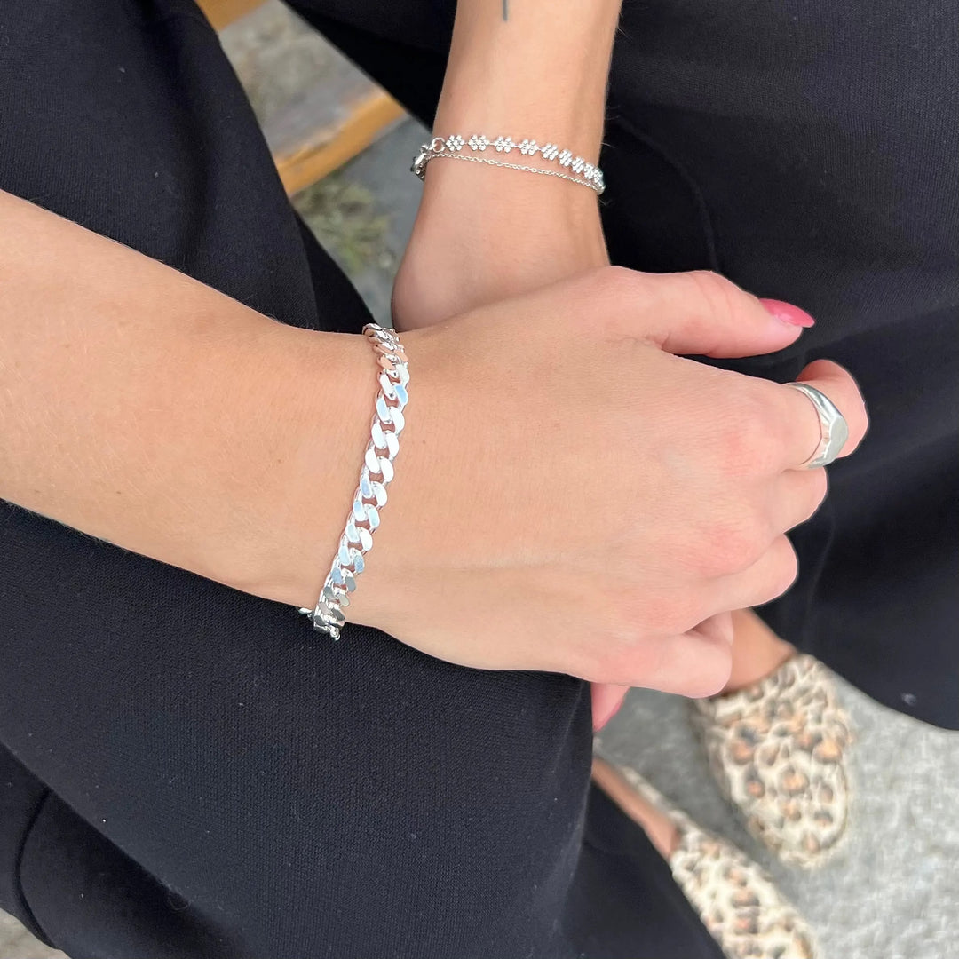 Armbånd, panser facet, sterlingsølv, 18,5-21 cm/6,2 mm BNH