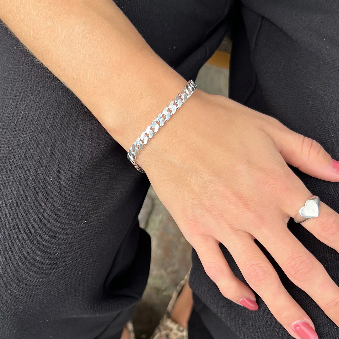 Armbånd, panser facet, sterlingsølv, 18,5-21 cm/6,2 mm BNH