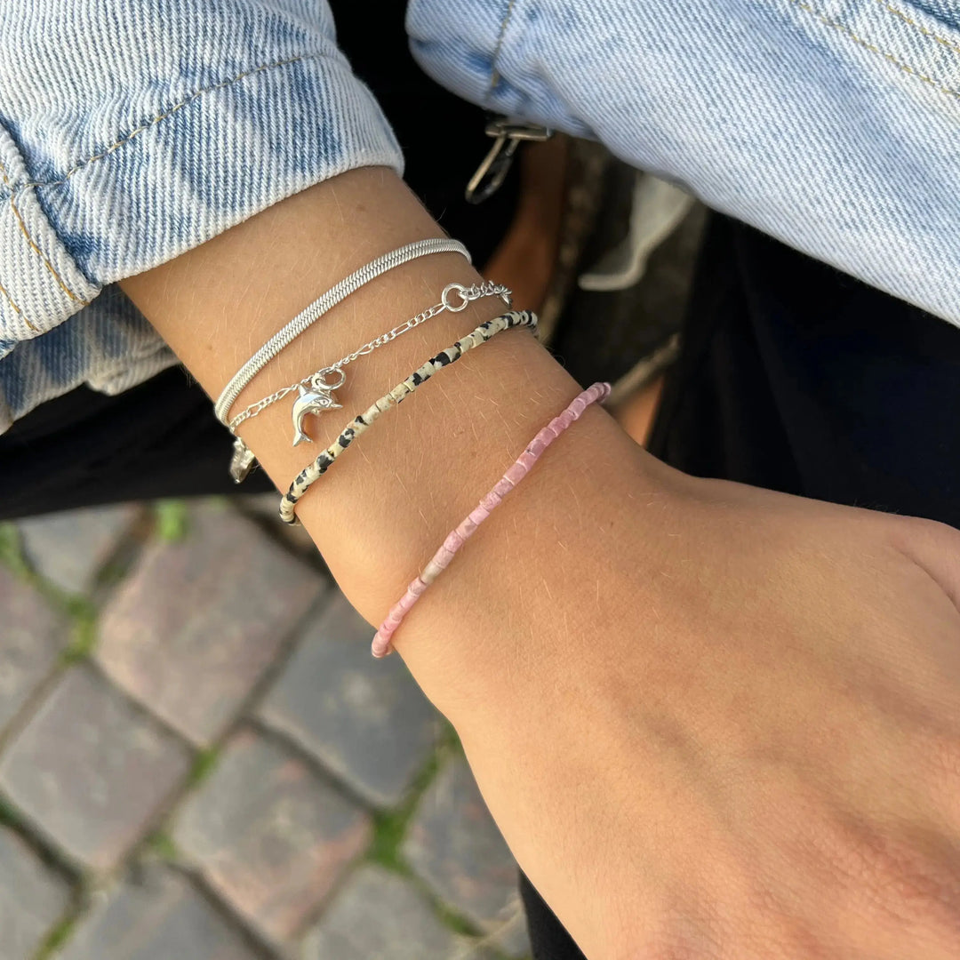 Armbånd, smykkesten rør, forgyldt sterlingsølv og sterlingsølv 