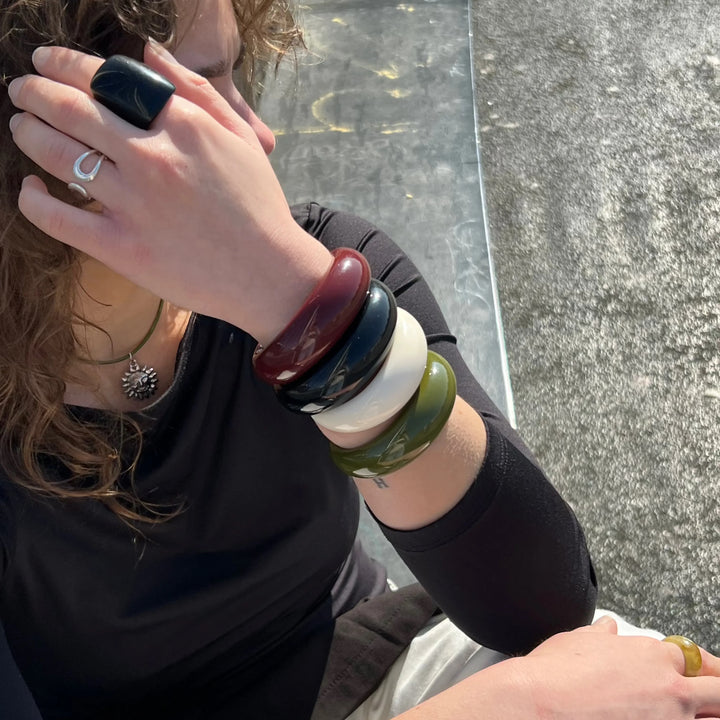 Armbånd, chunky armring, resin, 75x60mm, flere varianter Express