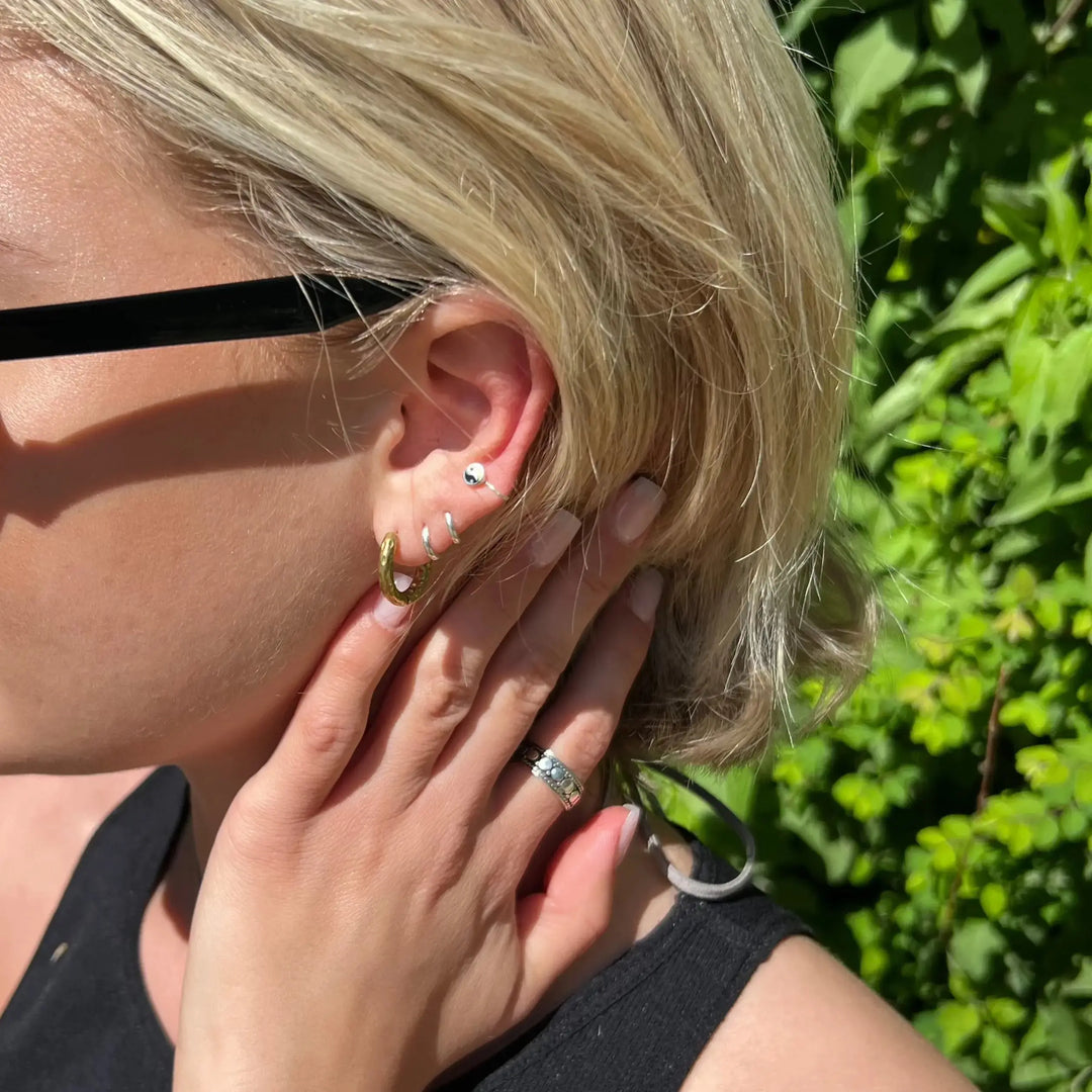 Øreringe, earcuff onyx yin/yang, sterlingsølv 