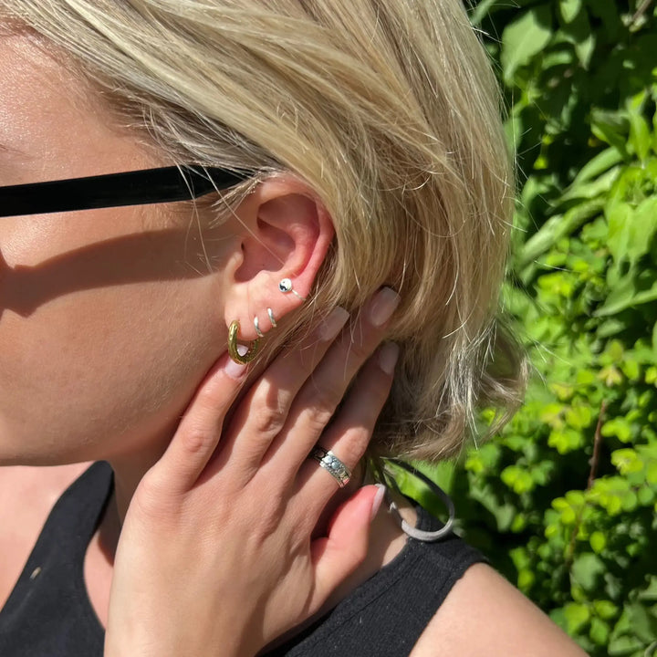 Øreringe, earcuff onyx yin/yang, sterlingsølv 