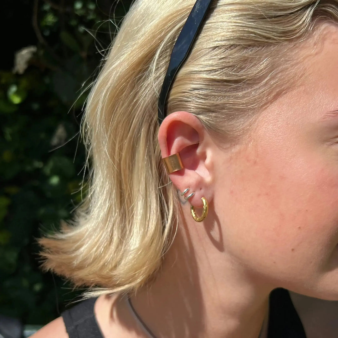 Øreringe, earcuff bred kobber, kobber 