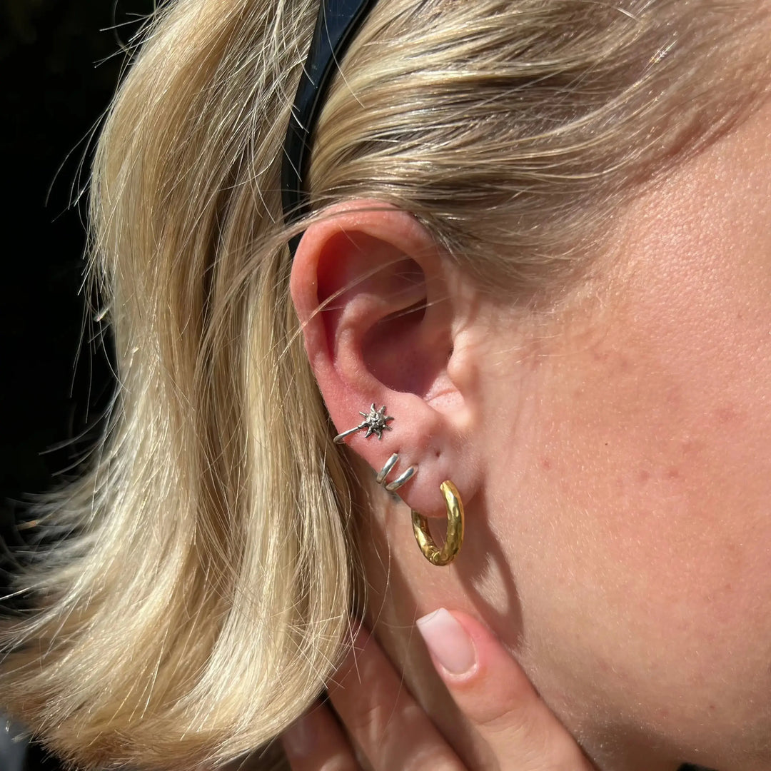 Øreringe, earcuff sol, sterlingsølv 