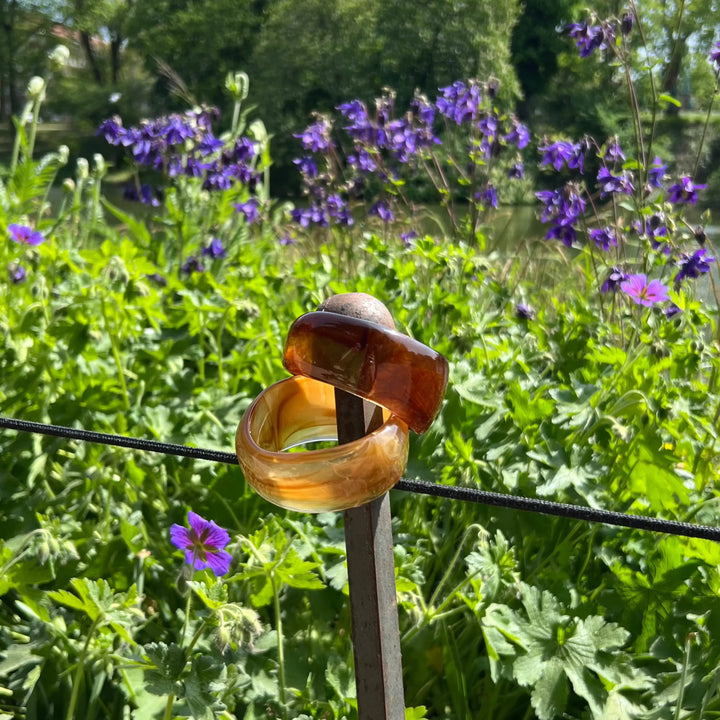 Armbånd, chunky armring, plast, 19cm, honey/caramel Greece