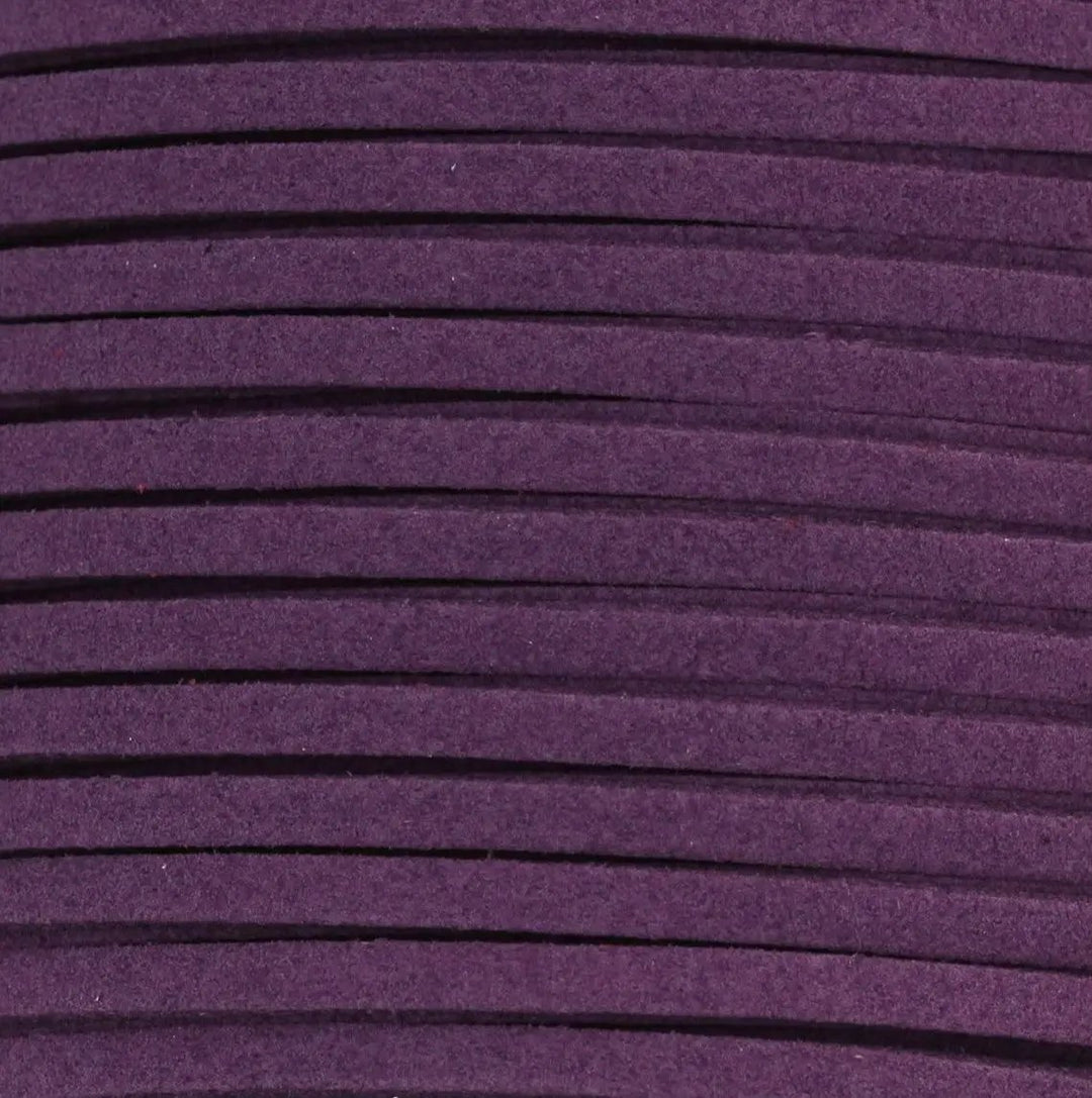 Snor, mørk lilla, ruskind 3 mm x 1,5 m Tax