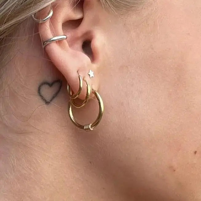 Øreringe, hoops, 12 mm, forgyldt sterlingsølv 