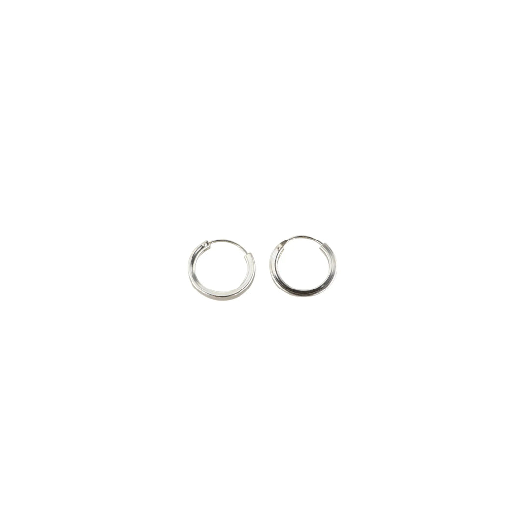 Øreringe, hoops, kantet, 14 mm, sterlingsølv BLT