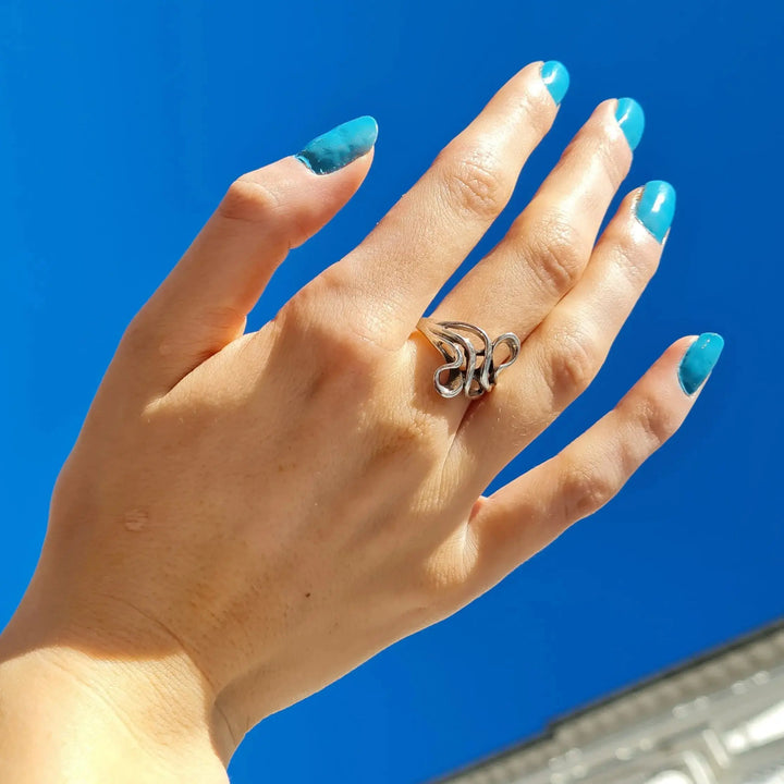 Fingerring, krøller, sterlingsølv 