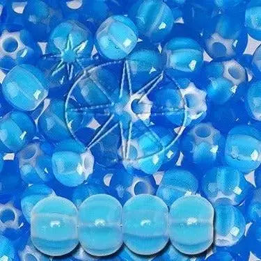 Blå glasperler, preciosa, aqua cornelian star, storkøb 