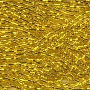 Gule glasperler, preciosa, silverlined transparent yellow amber, storkøb Preciosa
