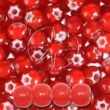 Røde glasperler, preciosa, red cornelian star, storkøb 