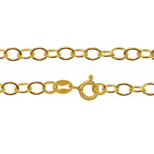Halskæde, rund anker kæde, forgyldt sterlingsølv, 40-55 cm/2,6 mm Silveks