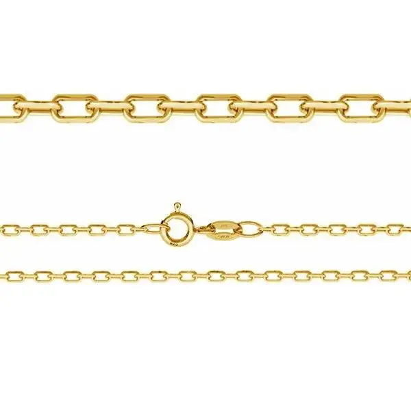 Halskæde, anker facet kæde, forgyldt sterlingsølv, 2,1 mm, 45-55 cm 