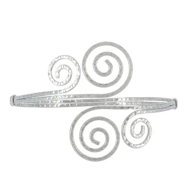 Armbånd, åben spiral armring, forgyldt og forsølvet stål, justerbar 