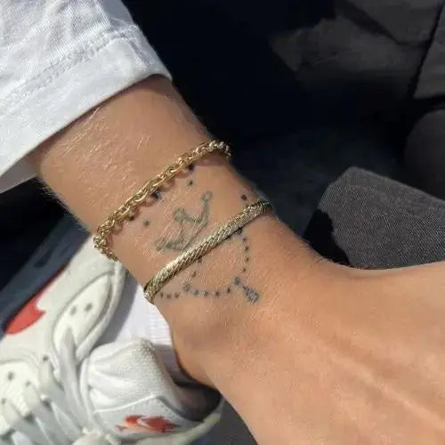 Armbånd, anker facet kæde, sterlingsølv, 16-21 cm/4 mm 