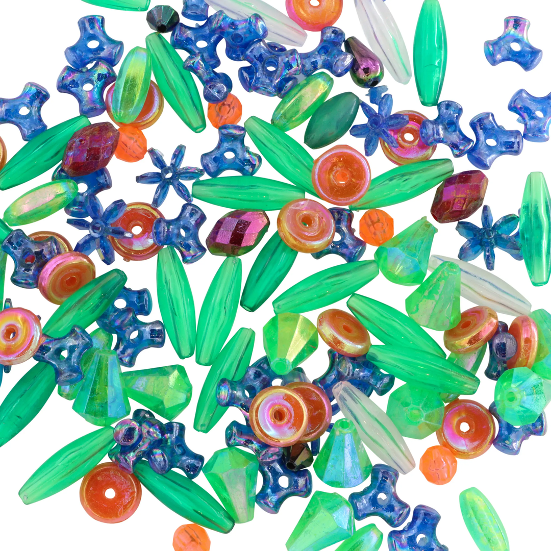 Store perler til strik, plastik, koralrev mix, 50g BOC