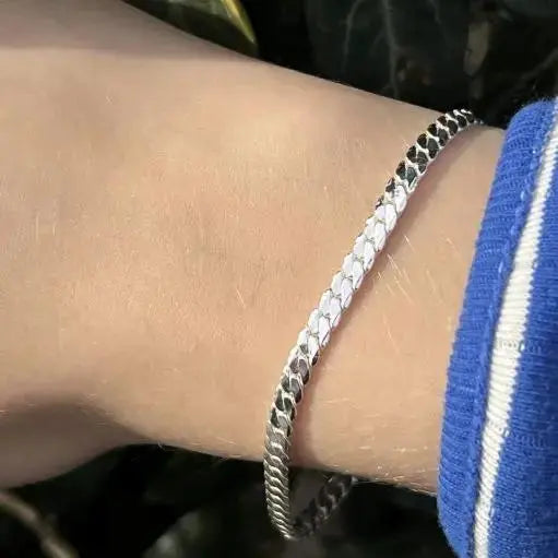 Armbånd, sildebens kæde, sterlingsølv, 16-19 cm/3,5 mm 