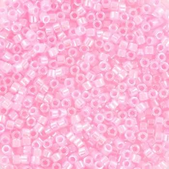Lyserøde glasperler, miyuki delica beads, ceylon pink Krea