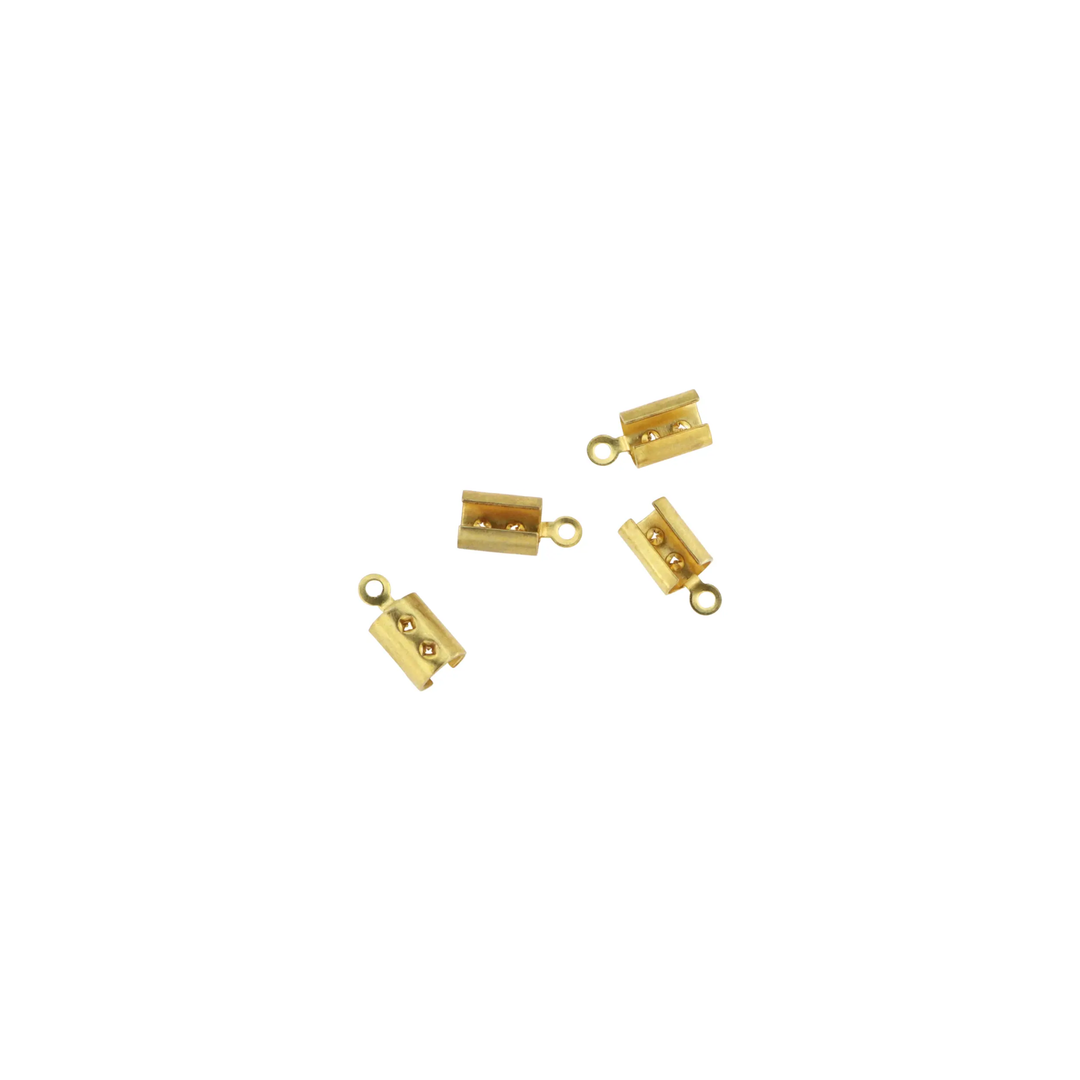 Kædeafslutning i forgyldt messing til snor, 6x8 mm, storkøb BOC