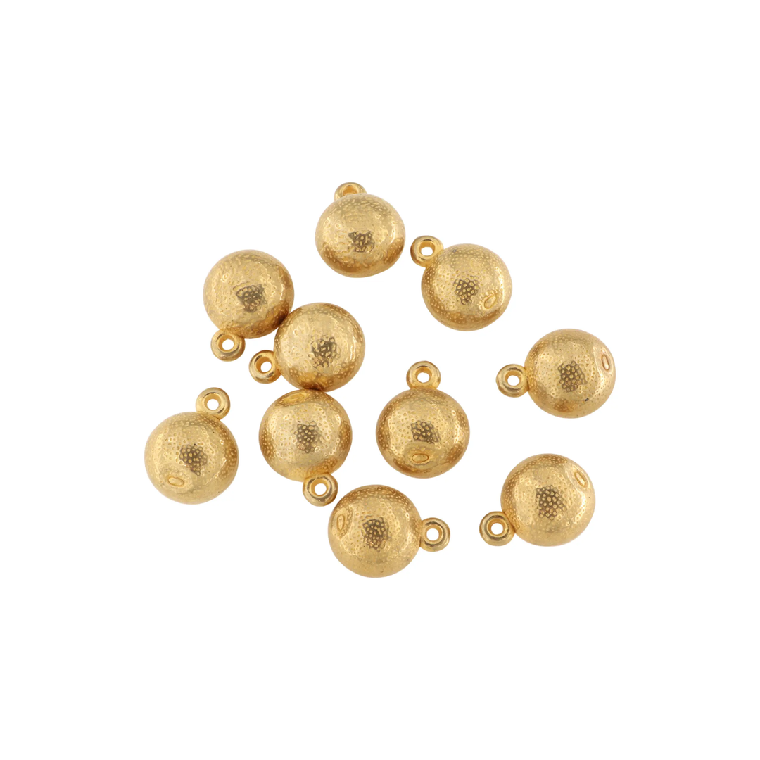Vedhæng, tekstureret kugle, forgyldt messing, 18x13 mm. BOC