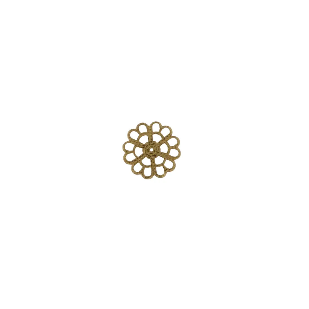Vedhæng, filigran, blomst, forgyldt messing, 15x15mm 