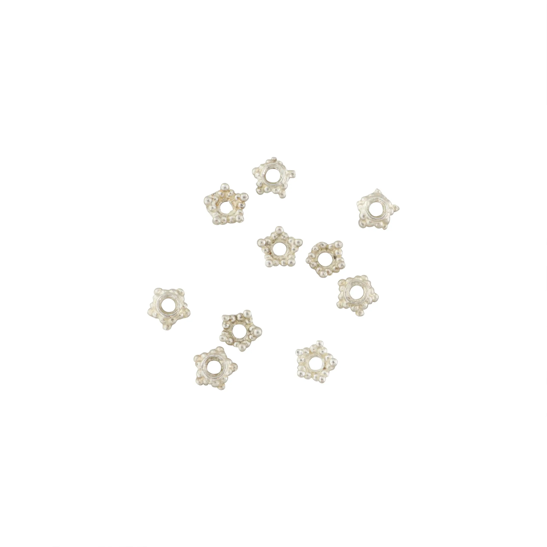 Perlecaps, filigran stjerne, forsølvet messing, 6x2 mm. storkøb BOC