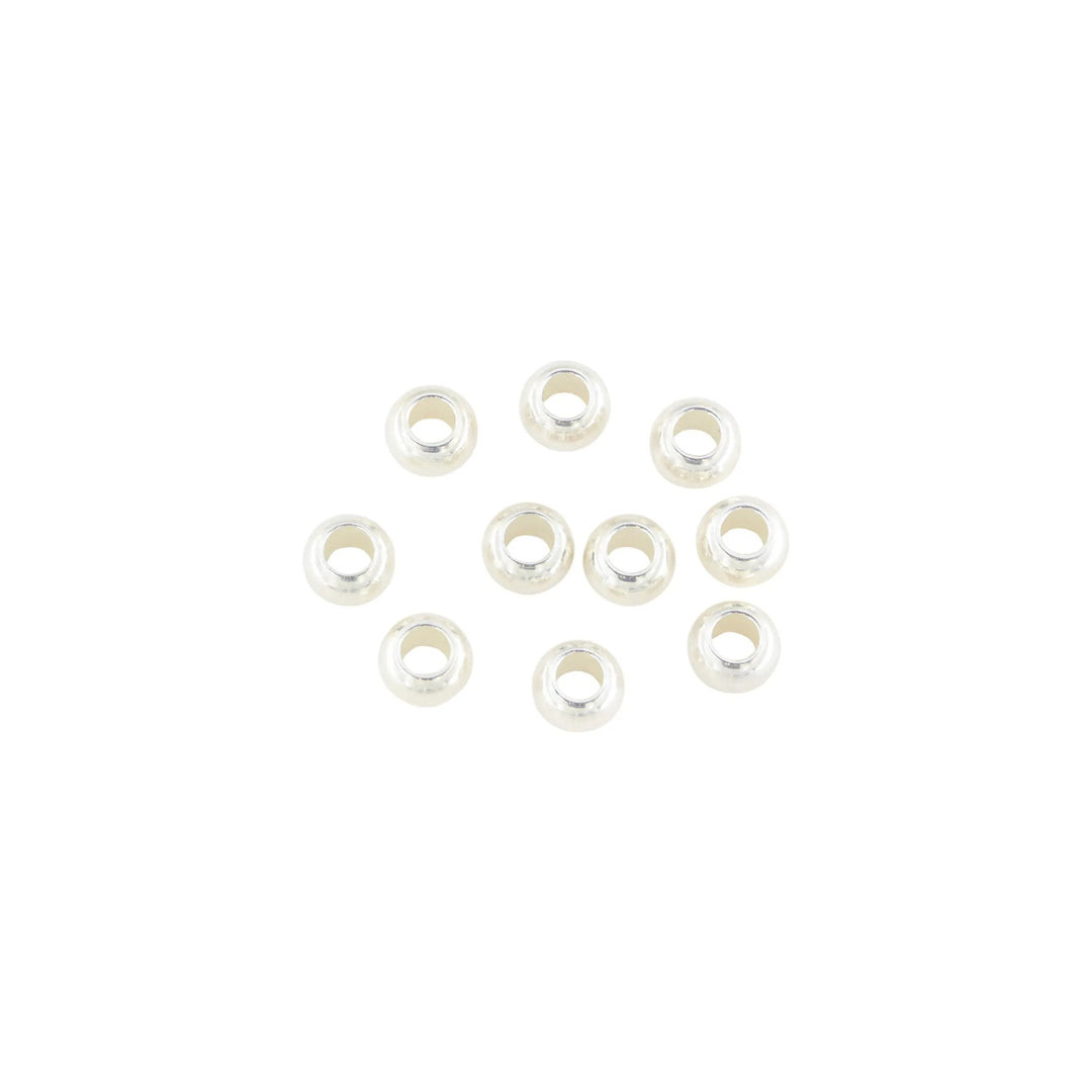 Metalperler, rund, forsølvet messing, 7x4 mm, 10-500 stk BOC