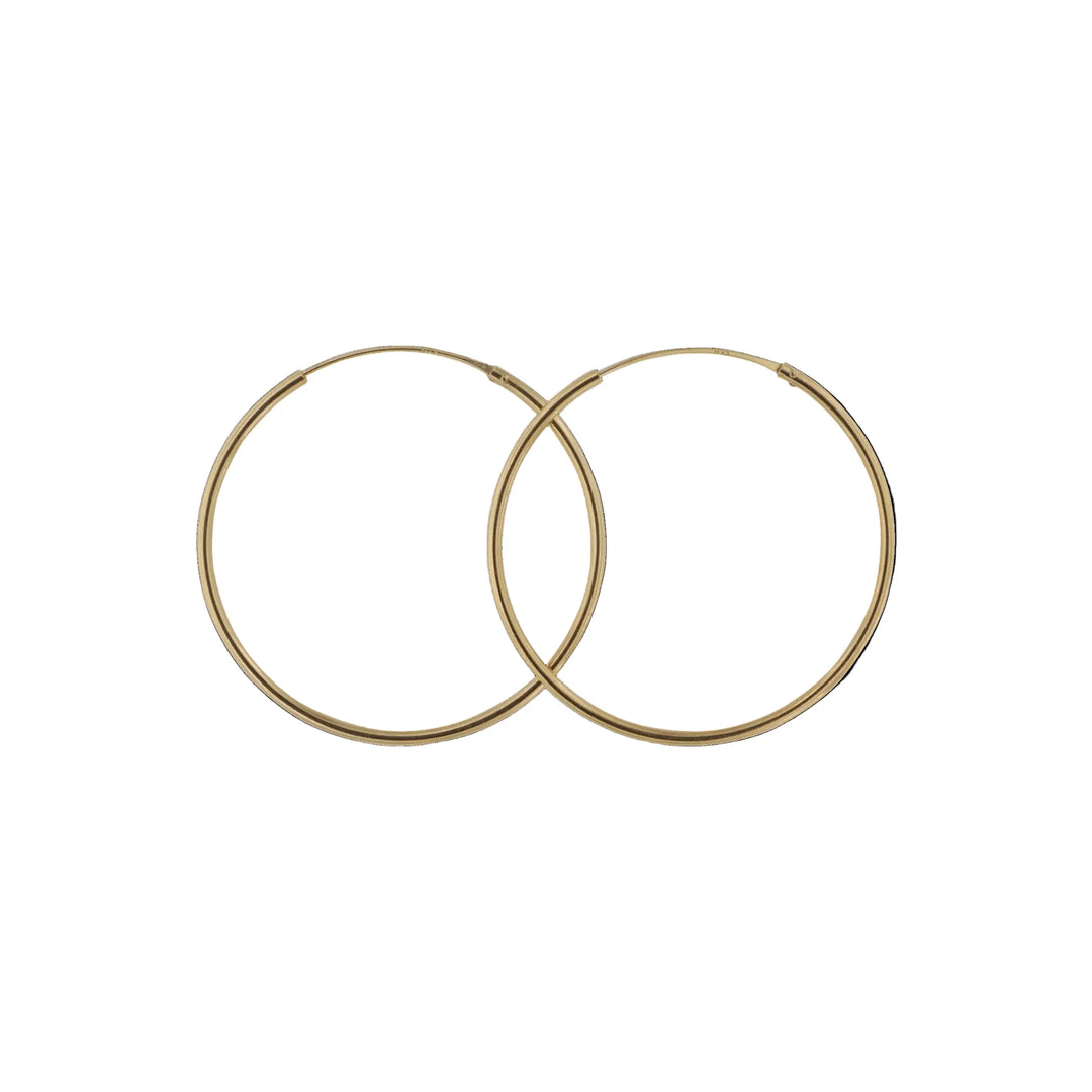 Øreringe, hoops, 40 mm, forgyldt sterlingsølv 