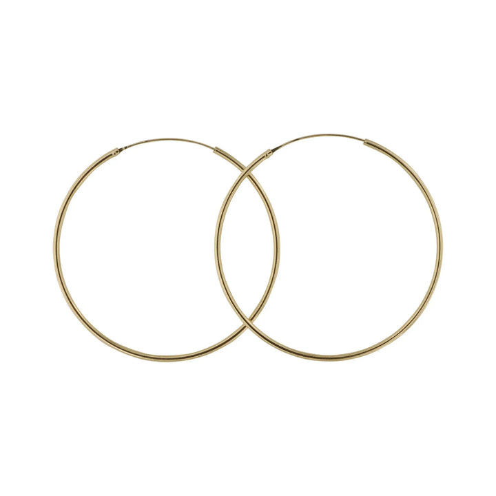 Øreringe, hoops, 50 mm, forgyldt sterlingsølv 