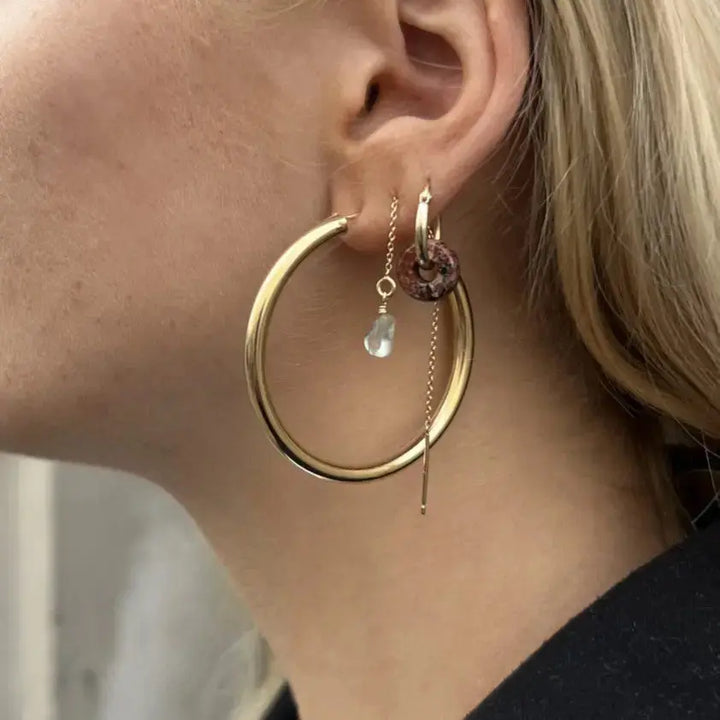 Øreringe, hoops, 50 mm, forgyldt sterlingsølv 