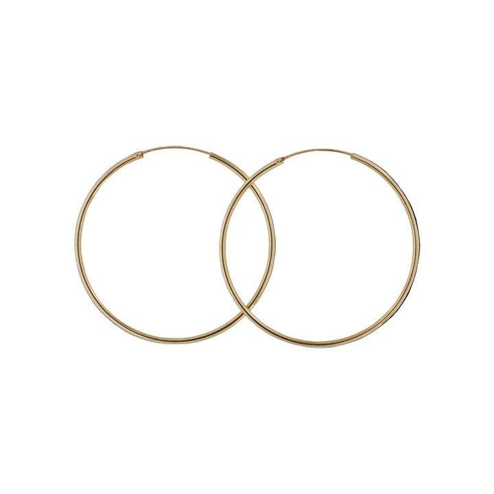 Øreringe, hoops, 60mm, forgyldt sterlingsølv 
