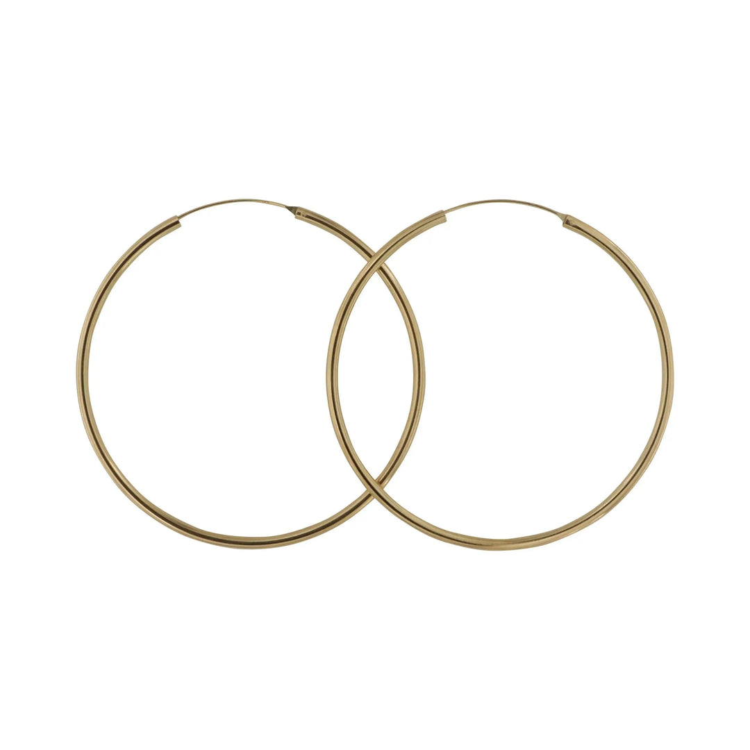 Øreringe, hoops, 80 mm, forgyldt sterlingsølv 