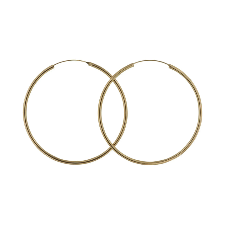 Øreringe, hoops, 80 mm, forgyldt sterlingsølv 