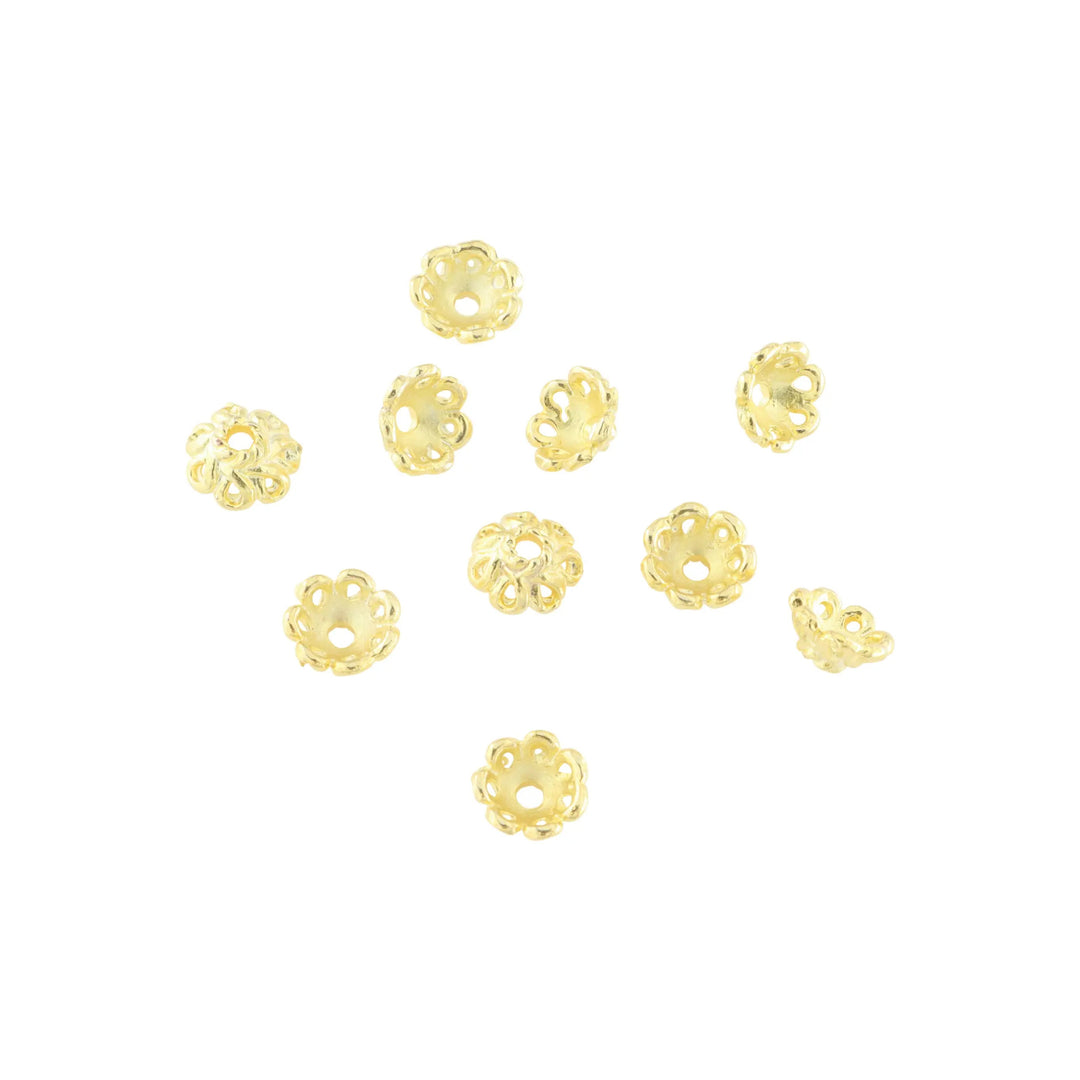 Perlecaps, filigran, forgyldt messing, 8x4 mm. storkøb BOC