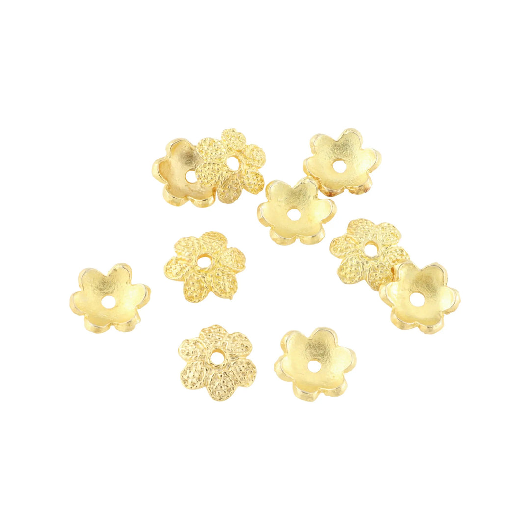 Perlecaps, blomst, forgyldt messing, 12x3 mm. storkøb BOC