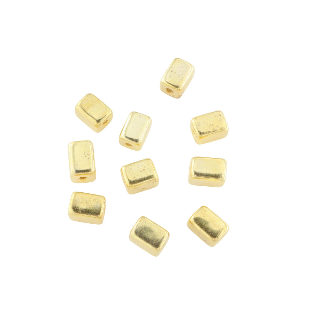 Metalperler, rektangel, forgyldt messing, 11x8 mm. 10-100stk BOC