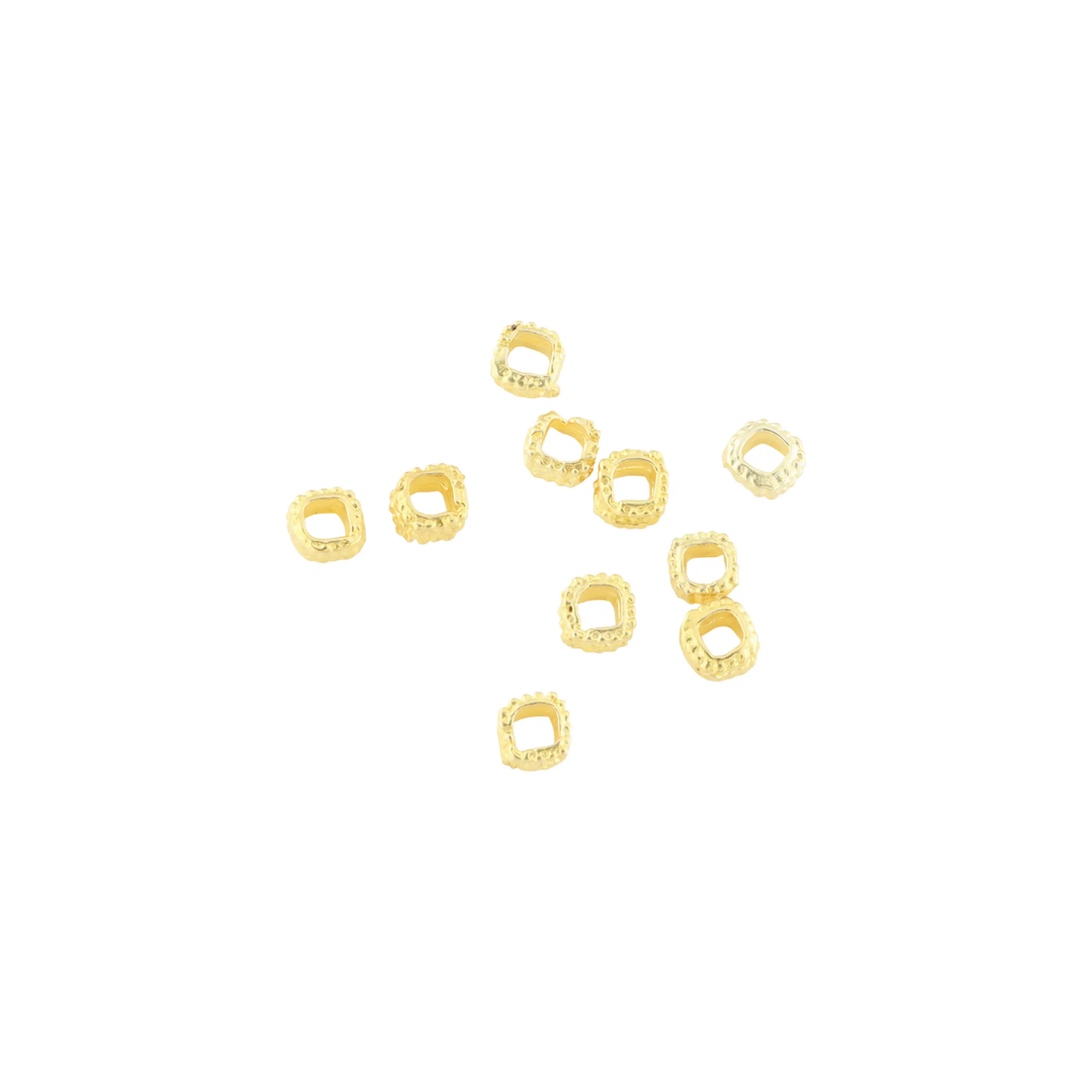 Metalperler, firkantet filigran, forgyldt messing, 4x2 mm. storkøb BOC