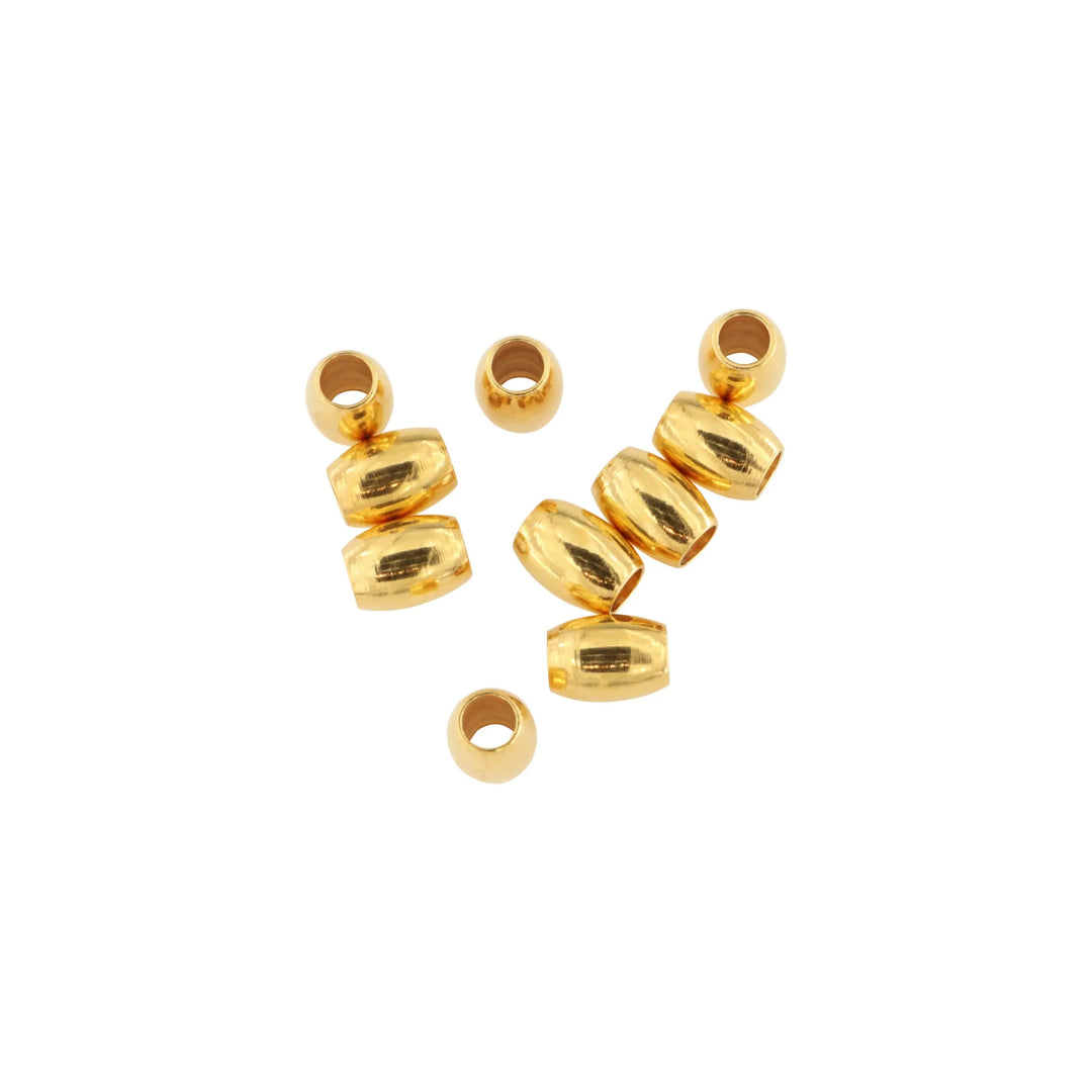 Metalperler, oval, forgyldt messing, 9x7 mm. 10-100 stk BOC