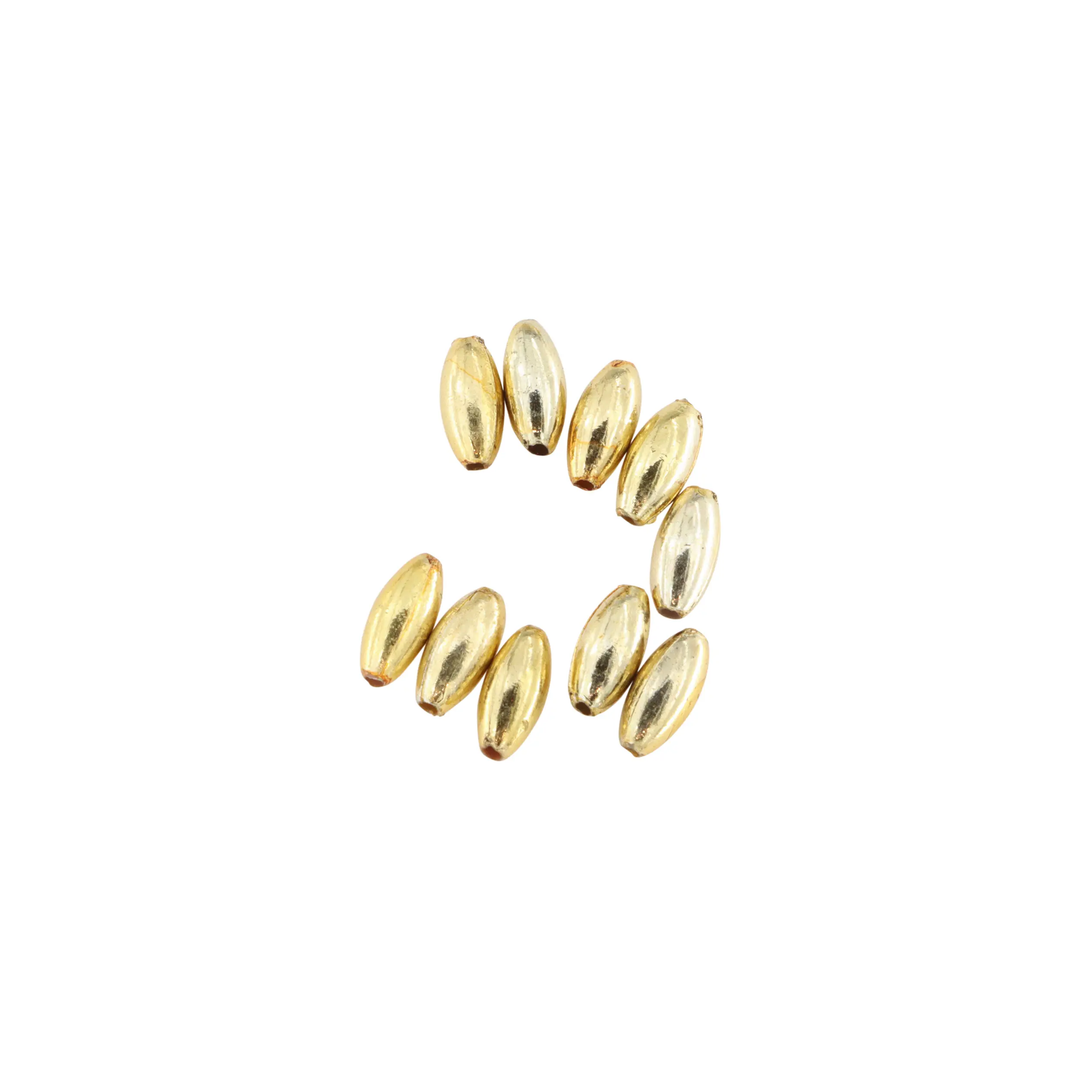Plastikperler, oval, forgyldt plastik, 8x4 mm. 100-1000 stk BOC