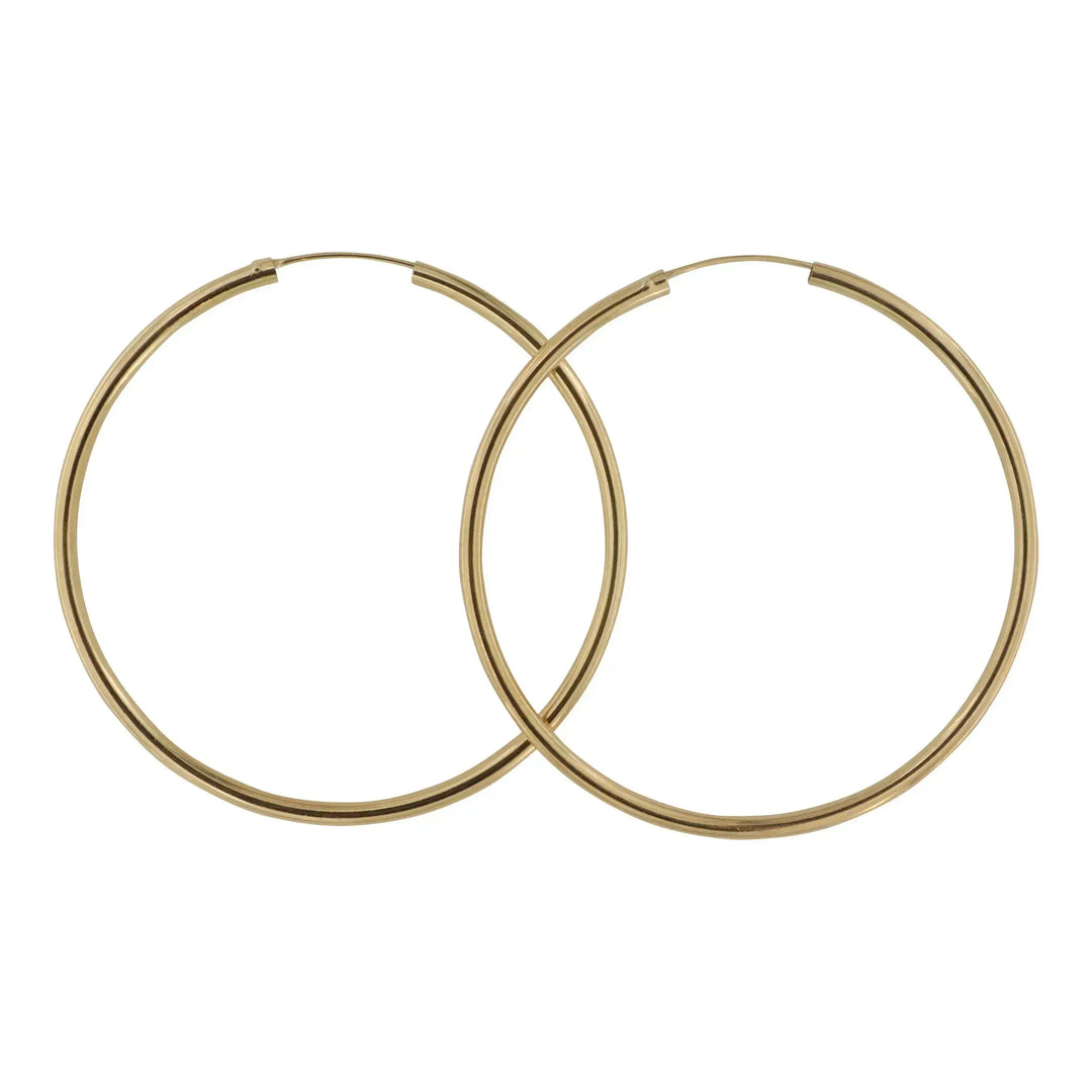 Øreringe, hoops, stor creol 70 mm, forgyldt sterlingsølv 